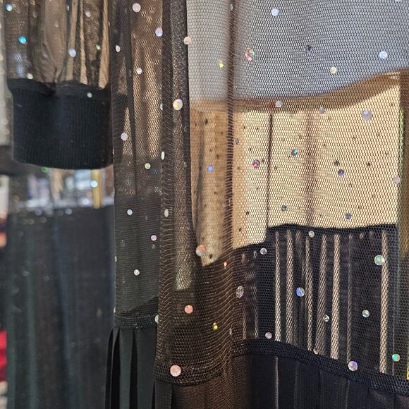 SCOLAR Sheer Japanese Black Sparkle Dress Pleats Medium - Picture 6 of 11